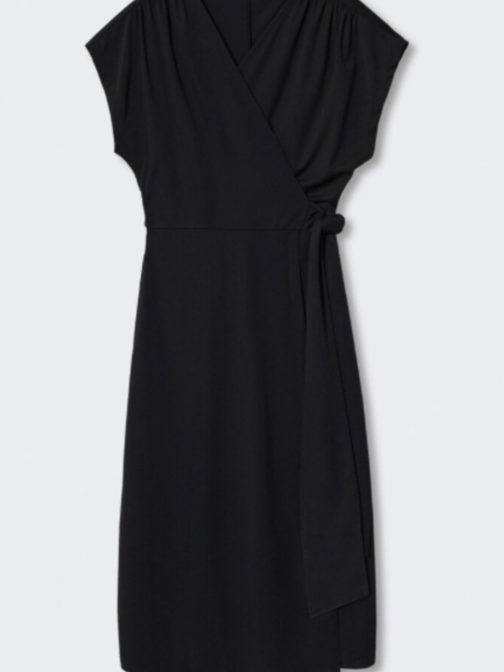 Mango Black Wrap-Style Midi Dress